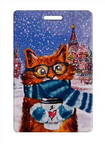 Чехол для карточек Москва. Котик в шарфе
