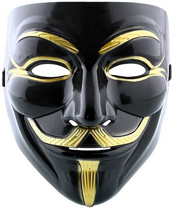 Маска Анонимуса (Гая Фокса) Черная карнавальная маска гая фокса черная