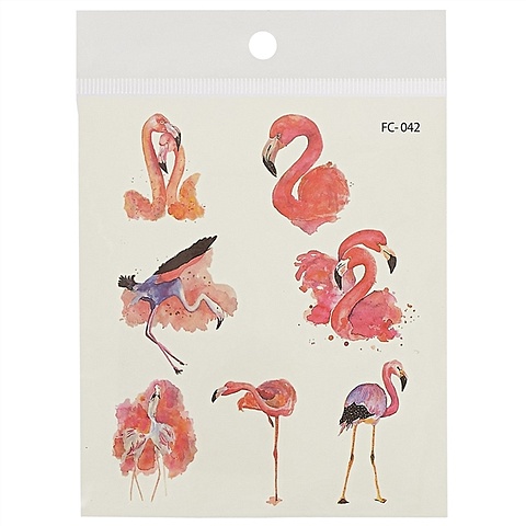 Тату «Фламинго, колибри, единорог», 12 х 10.5 см