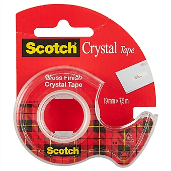 Клейкая лента Scotch Crystal 19 мм х 7.5 м лента клейкая 48мм 35м упаковочная кристально прозр scotch 3m