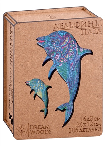 Пазл фигурный Дельфины, 106 деталей фигурный деревянный пазл москва 106 деталей