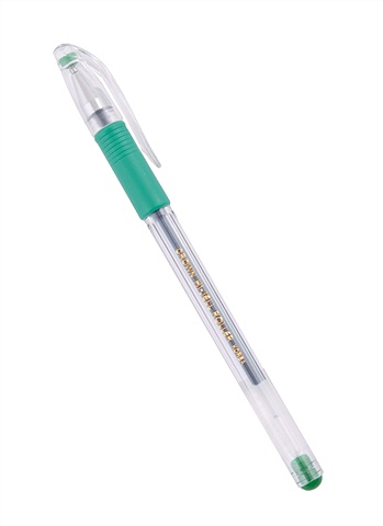 Ручка гелевая зеленая Hi-Jell Grip 0,5мм, грип, Crown гелевая ручка crown hi jell красный 0 35 мм hjr 500b