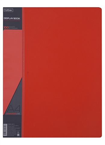 Папка 100ф А4 STANDARD пластик 0,8мм, красная папка 40ф а4 standard пластик 0 6мм красная