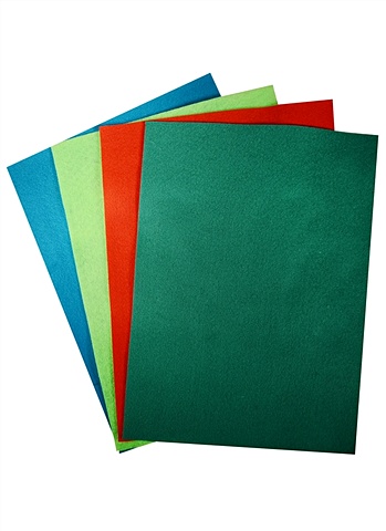 Набор листов фетр (А4) (4 шт) ( зеленый,красный, светло-зеленая, морской) (упаковка) набор салатников easy life мадагаскар светло зеленый 4 шт