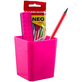 Набор настольный Base (4ручки, карандаш, линейка), Neon Solid, розовый 