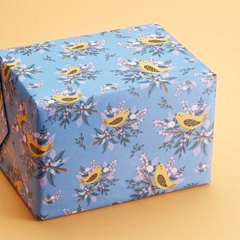 Бумага подарочная 70*100см Птицы на синем фоне