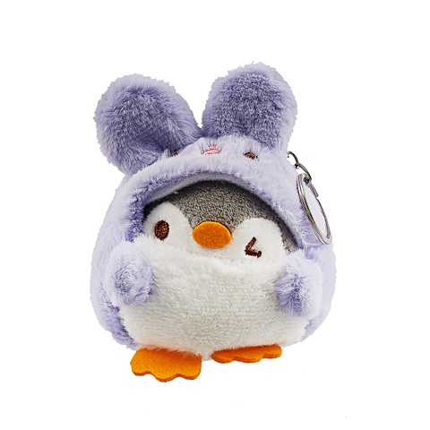 Брелок Пингвин в костюме зайчика (текстиль) (10см)
