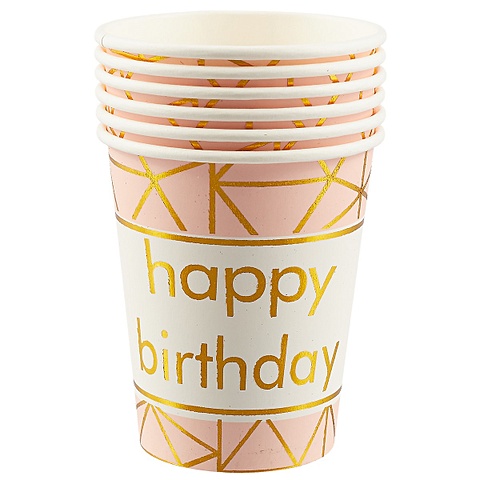 Набор бумажных стаканчиков «Happy birthday», 6 штук