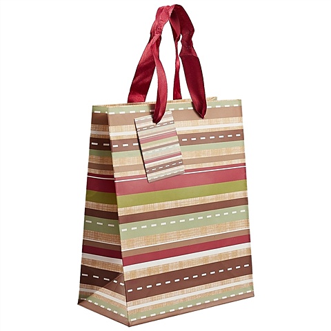 Подарочный пакет «Полосы бордовые», А5 браслет песочного цвета с бордовыми полосками из фарфора размер 21 см