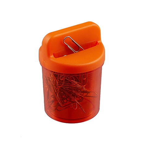 цена Скрепочница магнитная СТАММ со скрепками тонированная оранжевая Манго ПС06
