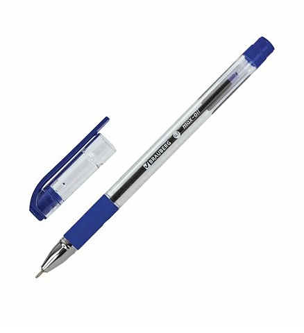 Ручка шариковая масляная синяя Max-Oil с грипом, игольч.узел 0,7мм, линия 0,35мм, BRAUBERG