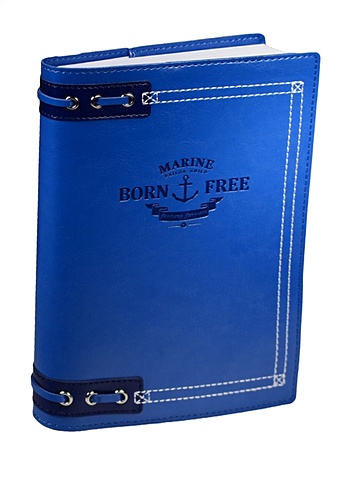 Ежедневник недат. А5 160л Born Free синий, иск.кожа, мягкий переплет, нашивка, In Folio