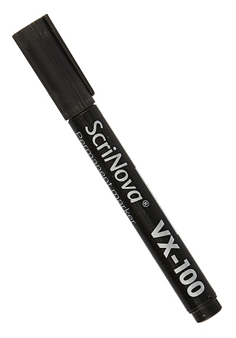 маркер перманентный 3 0 мм черный 12шт Маркер Permanent ScriNova VX-100, 1-3 мм, черный 710001