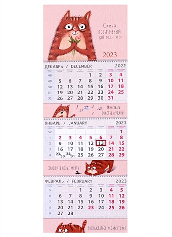 Календарь квартальный на 2023 год "Позитивный кот"