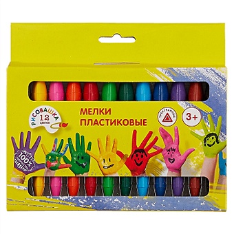 Пластиковые мелки «Рисовашка», 12 цветов набор карандашей цветных giotto elios giant пластиковые трехгранные 12 цветов картонная коробка 12 цветов