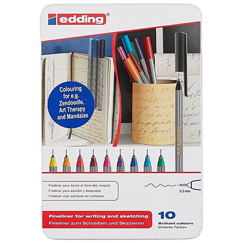 Ручки капиллярные «Finepen», Edding, 10 цветов ручки капиллярные двусторонние graph peps duo 20 цветов