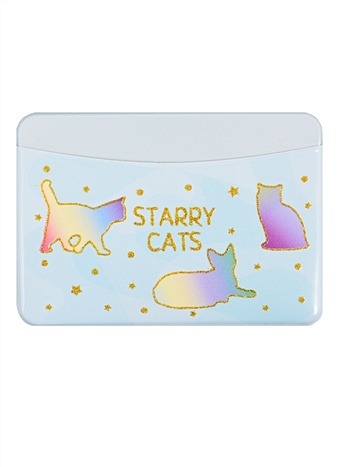 Чехол для карточек горизонтальный Starry cats, мятный