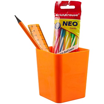Набор настольный Base (4ручки, карандаш, линейка), Neon Solid, оранжевый подставка пластиковая erichkrause® base neon solid оранжевый
