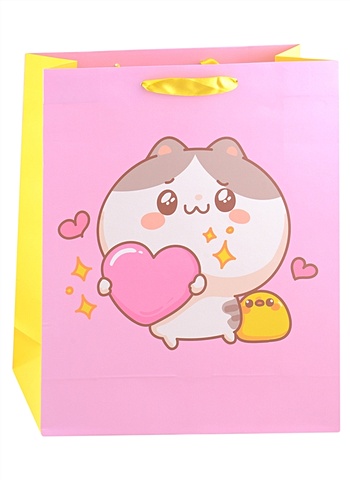 Пакет А4 32*26*10 Kawaii. Котик с сердечком дет., бум.мат.ламинат спонж для макияжа kawaii котик с сердечком градиент 6 см