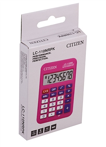 Калькулятор 08 разрядный карманный, розовый, CITIZEN LC-110NPK цена и фото