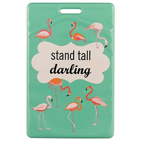 Чехол для карточек «Фламинго на зелёном фоне»