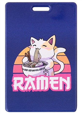 Чехол для карточек вертикальный Аниме Кот с рамен чехол для карточек вертикальный японский кот с рыбой