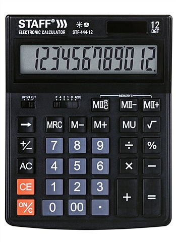 Калькулятор 12 разрядный настольный, двойн.питание, 199*153мм калькулятор 12 разрядный настольный двойн питание черный 206 155мм