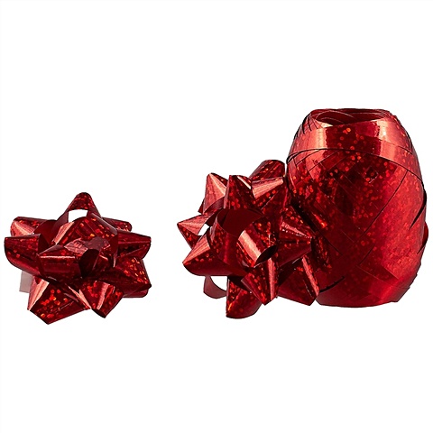 Набор для упаковки «Голография красный», 2 банта, лента набор для упаковки металлик красный 2 банта лента