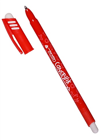 ручка шариковая tratto с поворотным механизмом 1 0 мм красный Ручка шариковая со стирающимися чернилами красная CANCELLIK ластик