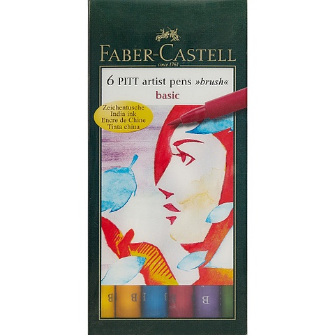 Капиллярные ручки PITT® ARTIST PEN,набор типов, основные цвета, в футляре, 6 шт. цена и фото