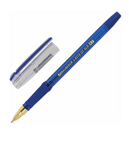 Ручка шариковая масляная синяя i-Rite GT GLD с грипом, тониров., узел 0,7мм, BRAUBERG цена и фото
