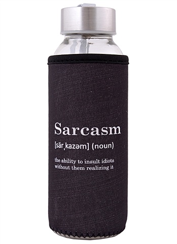 цена Бутылка в чехле Sarcasm (словарь) (черная) (стекло) (300мл)