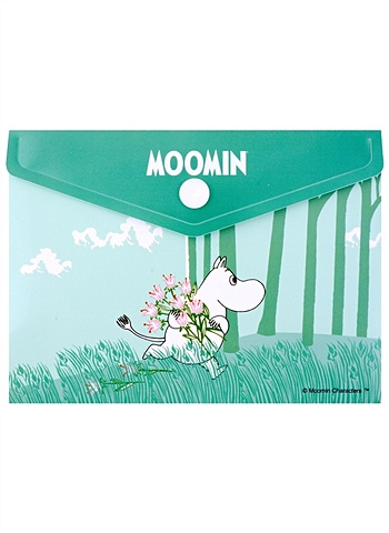 Папка-конверт А6 на кнопке MOOMIN Муми-тролль с цветами папка конверт а6 на кнопке moomin муми тролль и фрекен снорк на цветочной поляне