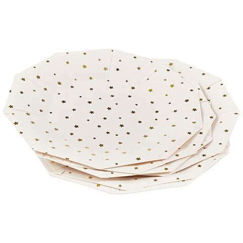 набор бумажных тарелок золотые звёздочки 18 см Набор бумажных тарелок «Золотые звёздочки», 22 см