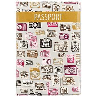 Обложка на паспорт «Фотоаппараты», белая