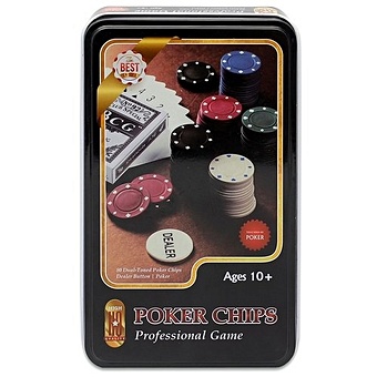 Набор для покера Professional Poker в металлическом футляре, 80 фишек с номиналом 