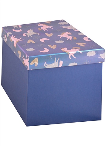 Коробка подарочная Единорог 17*17*17см, голография, картон коробка подарочная синий бант 17 17 17см картон