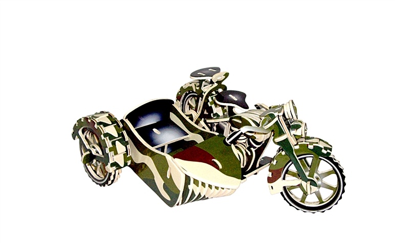 Сборная деревянная модель Мотоцикл с коляской сборная модель советский мотоцикл м 72 с коляской и экипажем