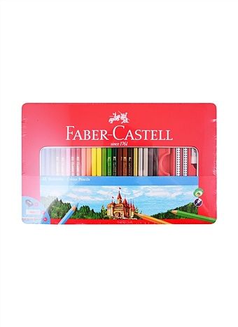 набор карандашей цветных giotto stilnovo erasable ластик точилка 10 цветов картонная коробка набор Карандаши цветные Faber-Castell, 48 цветов + 4 предмета