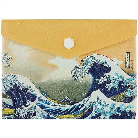 Папка-конверт А6 на кнопке Большая волна в Канагаве силиконовый чехол волна в канагаве на htc desire 626 эйчтиси дизаер 626