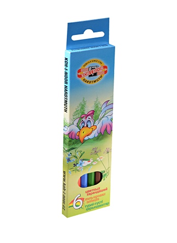 Карандаши цветные Koh-I-Noor Birds, 6 цветов карандаши цветные пастельные koh i noor wax aquarell 12 цветов акварельные восковые картонная коробка 8282012003ks