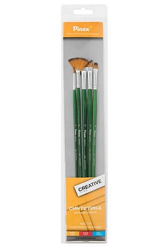 Кисть Набор Pinax/Пинакс creative line синтетика (длинная ручка) 5шт ассорти pinax кисть pinax creative синтетика жесткая плоская скошенная 10 длинная ручка