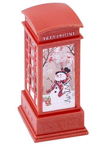 Светодиодная фигура Телефонная будка со снеговиком (пластик) (12х5)