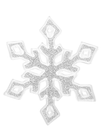 Наклейка новогодняя Снежинка (серебро) (11х11) (глиттер)