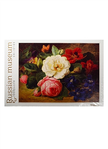 Пазлы 1000 Букет цветов с улиткой (79211) (680х480мм) (Русские музеи) (3+) (коробка)