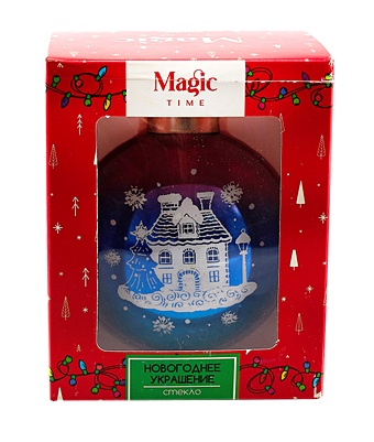 Елочный шар в подарочной коробке LED Домик (стекло) (8x8) (89858) р 708 елочный шар пряничный домик мп студия