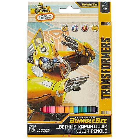 Цветные карандаши «Transformers», 18 цветов карандаши цветные 18 цветов 6 граней 1 school шустрики 1316367