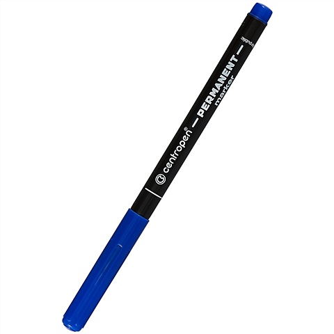 Маркер перманентный синий 1мм, круглый, Centropen маркер перманентный двусторонний centropen 1666 черный круглый скошенный 1 1 4 мм 6 1666 0112 2 шт