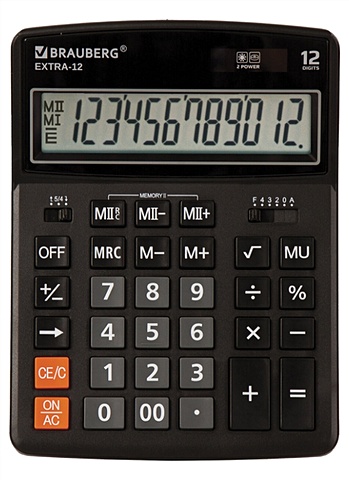 цена Калькулятор 12 разрядный настольный, двойн.питание, черный, 206*155мм