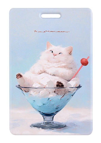 Чехол для карточек вертикальный Сладкие коты Коттейль (Котик в бокале) (ДК2024-452)